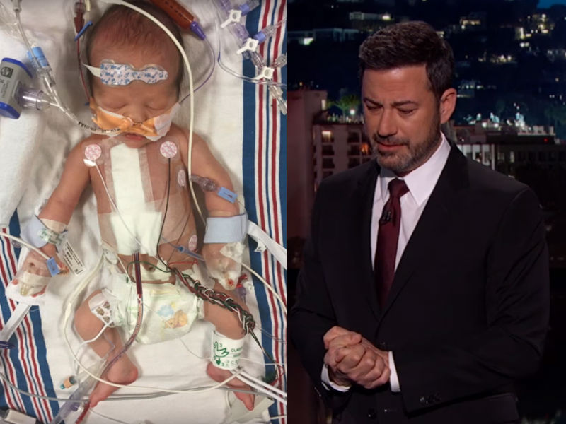 Jimmy Kimmel chokes up talking about his son's heart surgery, 3 days after he was born - National | Globalnews.ca