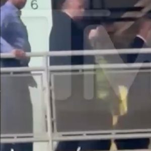 Trump flipped off a heckler accusing him of protecting pedophiles during a Tuesday visit to a Ford factory